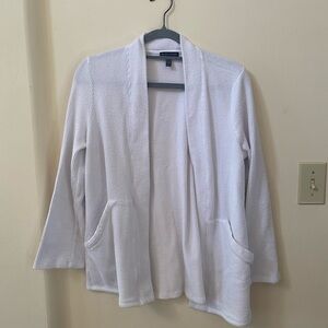 EILEEN FISHER ORGANIC COTTON BLEND WOMENS OPEN FRONT CARDIGAN WHITE SIZE M